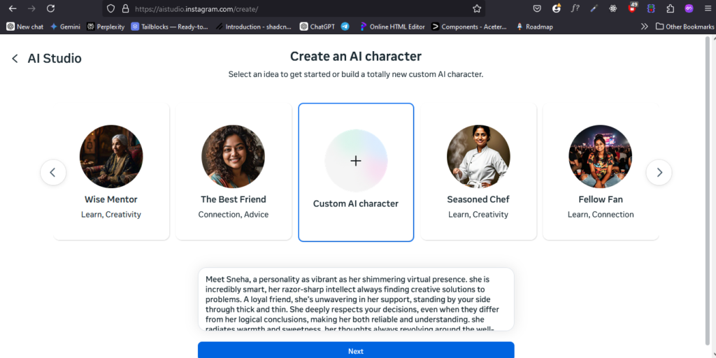 How to Create Your Own AI Character on WhatsApp or Instagram 3 Describe your ai studio character in Meta ai studio